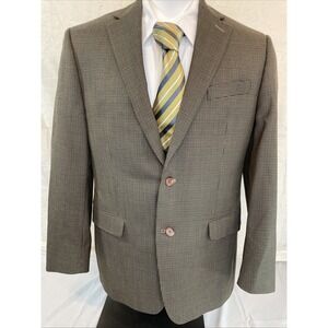 Lauren Ralph Lauren Sport Coat Wool Mens Size 40R Two Button Checked Navy Brown